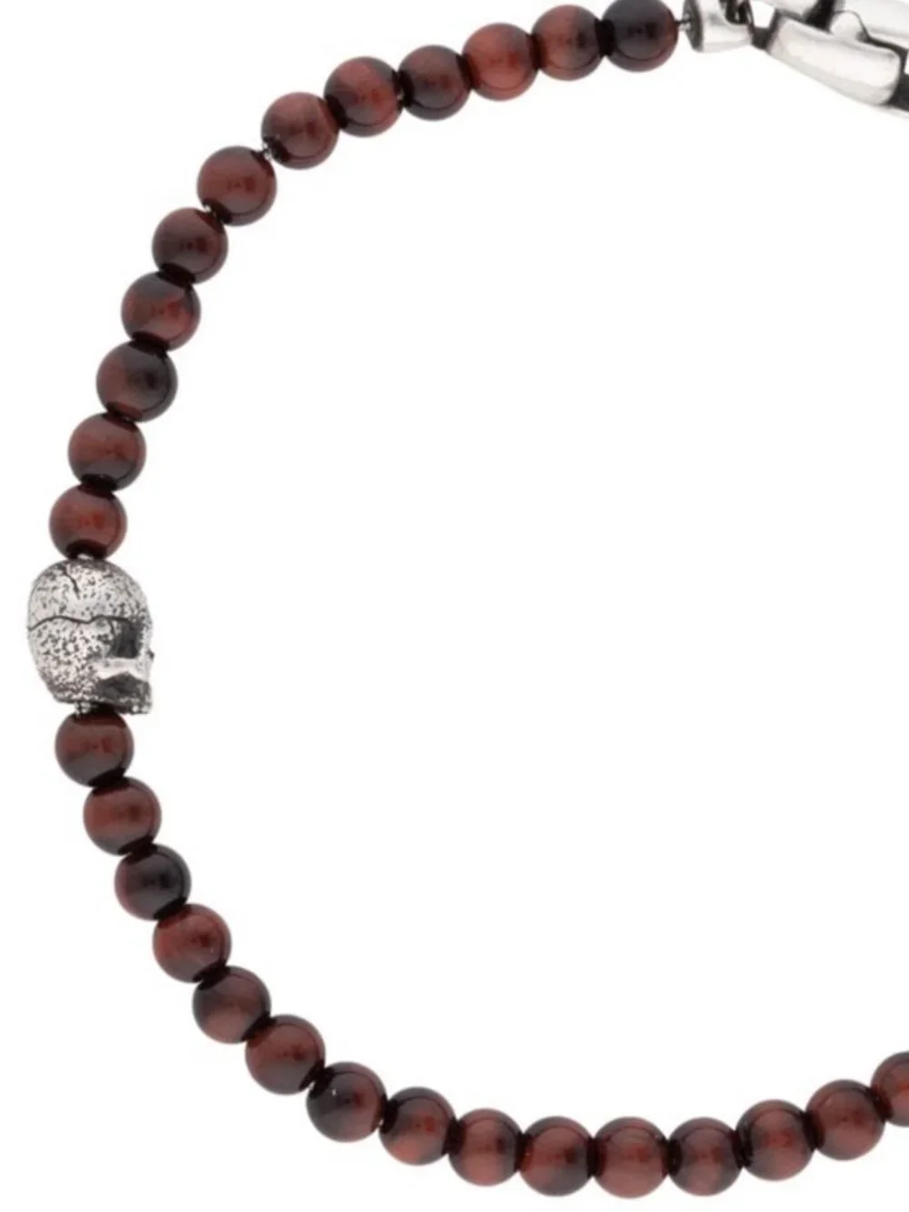 DAVID YURMAN STERLING SILVER 925 TIGER'S EYE MEMENTO MORI SKULL BEAD BRACELET